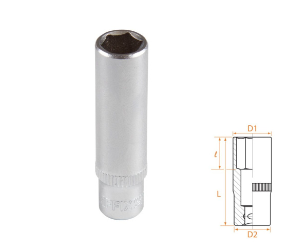 Головка торцевая глубокая шестигранная 1/4" 9 мм AFFIX AF00120009