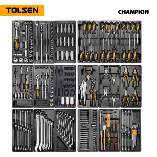Набор инструментов "CHAMPION" для тележки TOLSEN TT85416-239 (18 ложементов, 239 предметов)