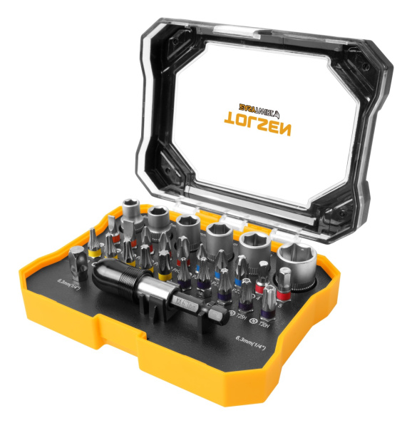 Набор вставок (бит) 1/4" PH, PZ, Hex, Torx, Slotted, TorxTR 28 предметов TOLSEN TT20376
