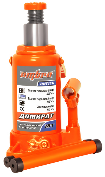 Домкрат бутылочный гидравлический Ombra OHT116 (16т)