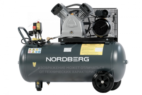 Компрессор поршневой с ременной передачей NORDBERG NCP100/500 (380В, ресив. 100л, 500л/мин)