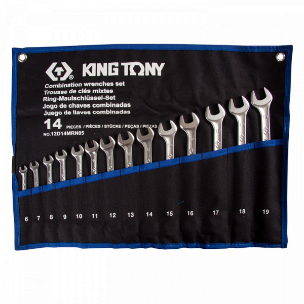 Набор комбинированных ключей KING TONY 12D14MRN05, 6-16 мм, чехол из теторона, 14 предметов
