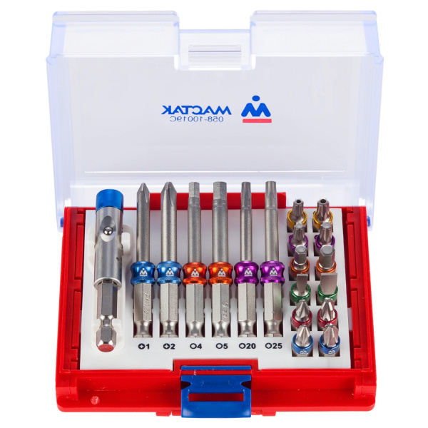 Набор вставок (бит) 1/4", TORX, HEX, PZ, PH, SLOT, 19 предметов МАСТАК 058-10019C