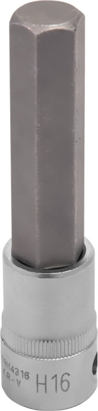 S09H4316 Насадка торцевая 1/2"DR с вставкой-битой шестигранной, H16, 100 мм