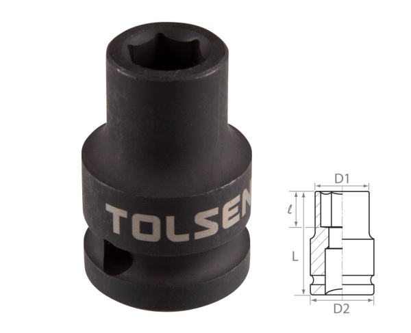 Головка торцевая ударная шестигранная 1/2" 11 мм TOLSEN TT18211