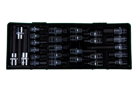 Набор торцевых головок с вставками JONNESWAY S06H427ST (3/8", 1/2") 27 предметов (ложемент)